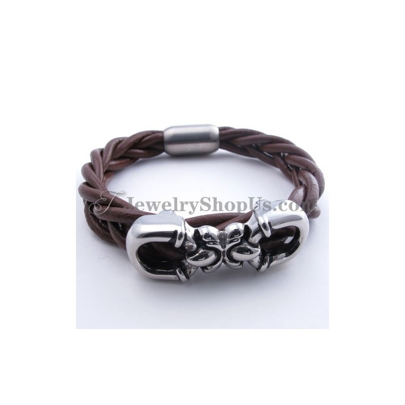 Modisches Braunes Lederarmband Aus Titan
