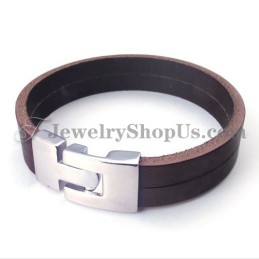 Modisches Braunes Lederarmband Mit Titan