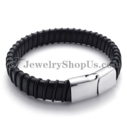 Wunderschönes Schwarzes Titan Mit Lederarmband