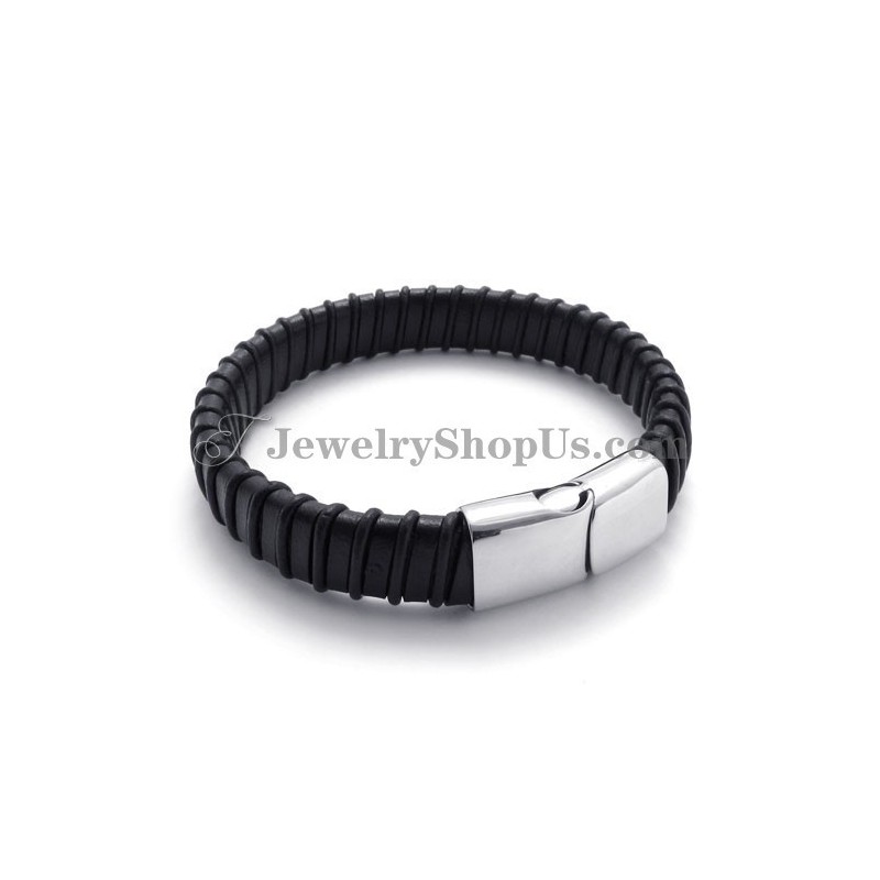 Wunderschönes Schwarzes Titan Mit Lederarmband