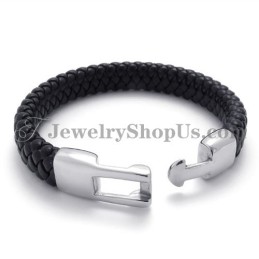 Wunderschönes Schwarzes Titan- Und Lederarmband
