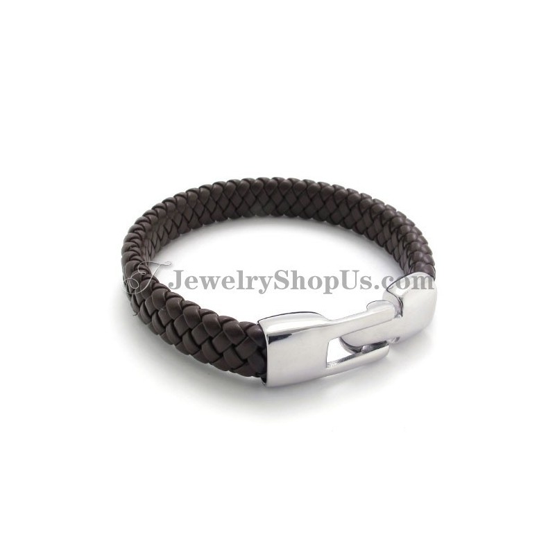 Elegantes Braunes Titan- Und Lederarmband