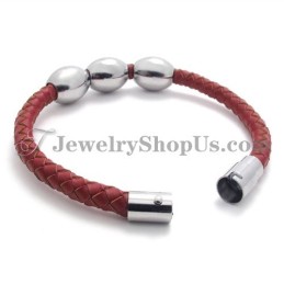 Rotes Armband Aus Titan Und Leder