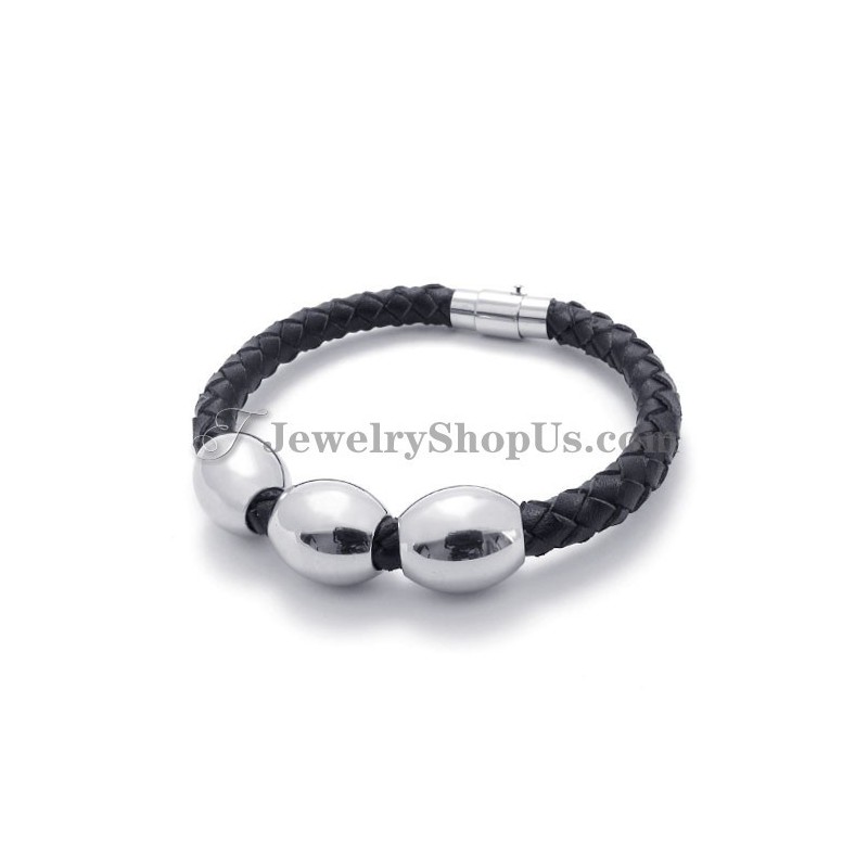 Modisches Schwarzes Lederarmband Aus Titan Modisches Schwarzes Lederarmband Aus Titan