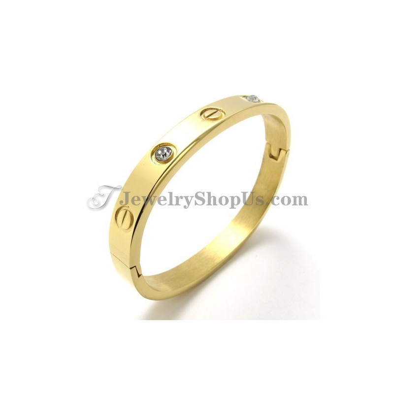 Modisches Goldenes Titanarmband Mit Strass