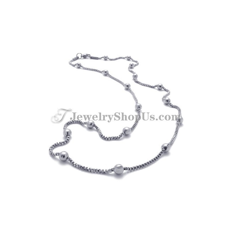 Elegante Titan Silber Perlen Damen Halskette