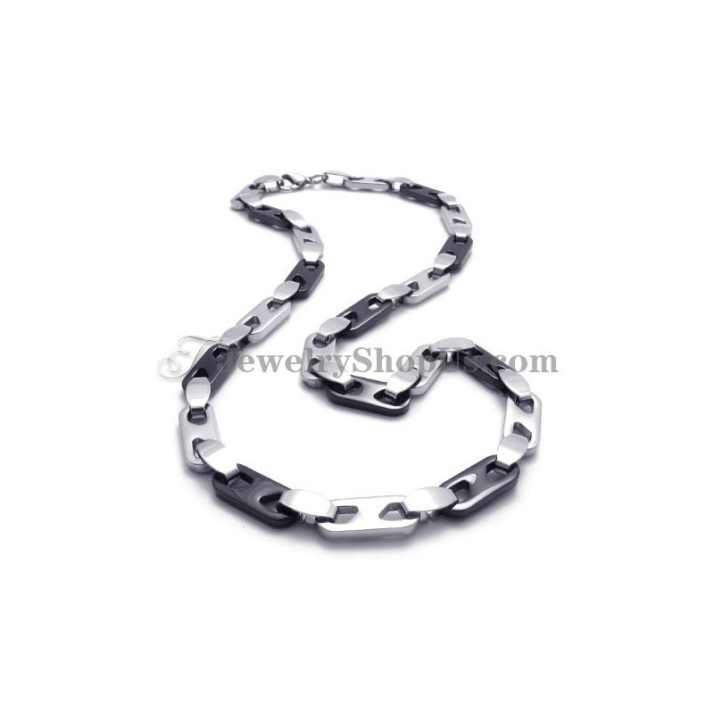 Elegante Halskette Aus Titan In Schwarz Und Silber Elegante Halskette Aus Titan In Schwarz Und Silber