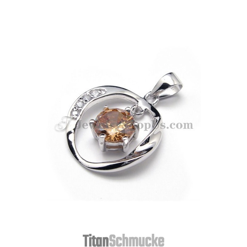 925 Silber Zirkon Anhänger (Galvanisierung Platin) Mit Kostenloser Kette