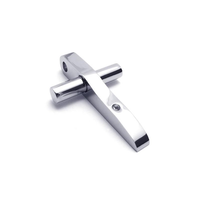 Halskette Mit Kreuzanhänger Aus Reinem Titan Für Herren Und Jungen, Silber