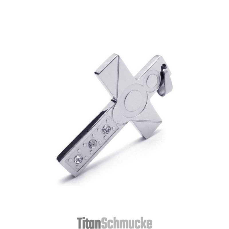 Herren-Halskette Mit Kreuzanhänger Aus Reinem Titan, Silberfarben (Neu)