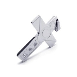 Herren-Halskette Mit Kreuzanhänger Aus Reinem Titan, Silberfarben (Neu)