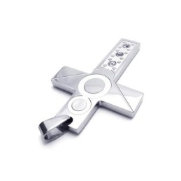 Herren-Halskette Mit Kreuzanhänger Aus Reinem Titan, Silberfarben (Neu)