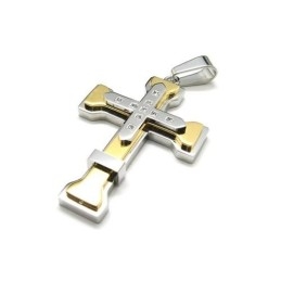 Goldene Herren-Kreuzanhängerkette Aus Reinem Titan (Neu)