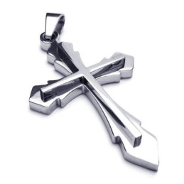 Herren-Halskette Mit Kreuzanhänger Aus Reinem Titan, Silber (Neu)