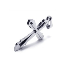 Herren-Halskette Mit Kreuzanhänger Aus Reinem Titan, Silber (Neu)