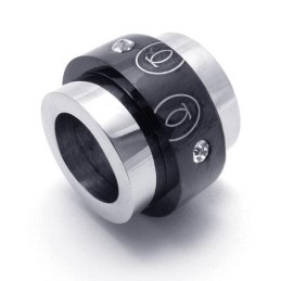 Halskette Mit Anhänger Aus Schwarzem Und Silbernem Titan Mit Ringen (Neu)