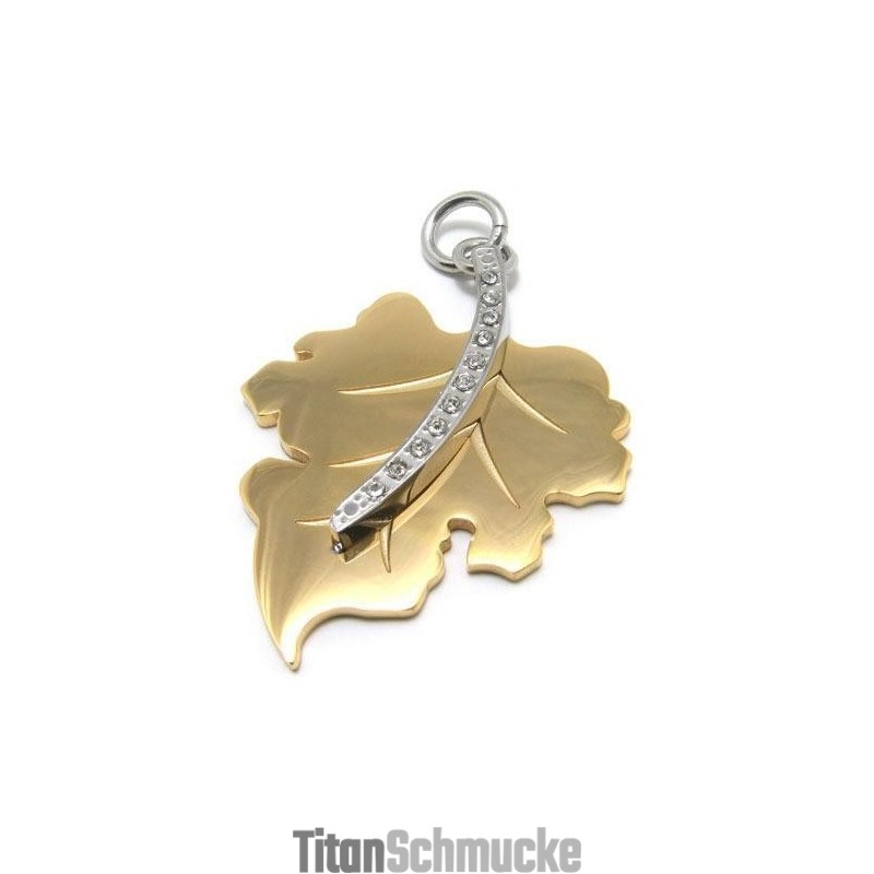 Herren-Halskette Mit Ahornblatt-Anhänger Aus Reinem Titan, Golden Herren-Halskette Mit Ahornblatt-Anhänger Aus Reinem Titan, Golden