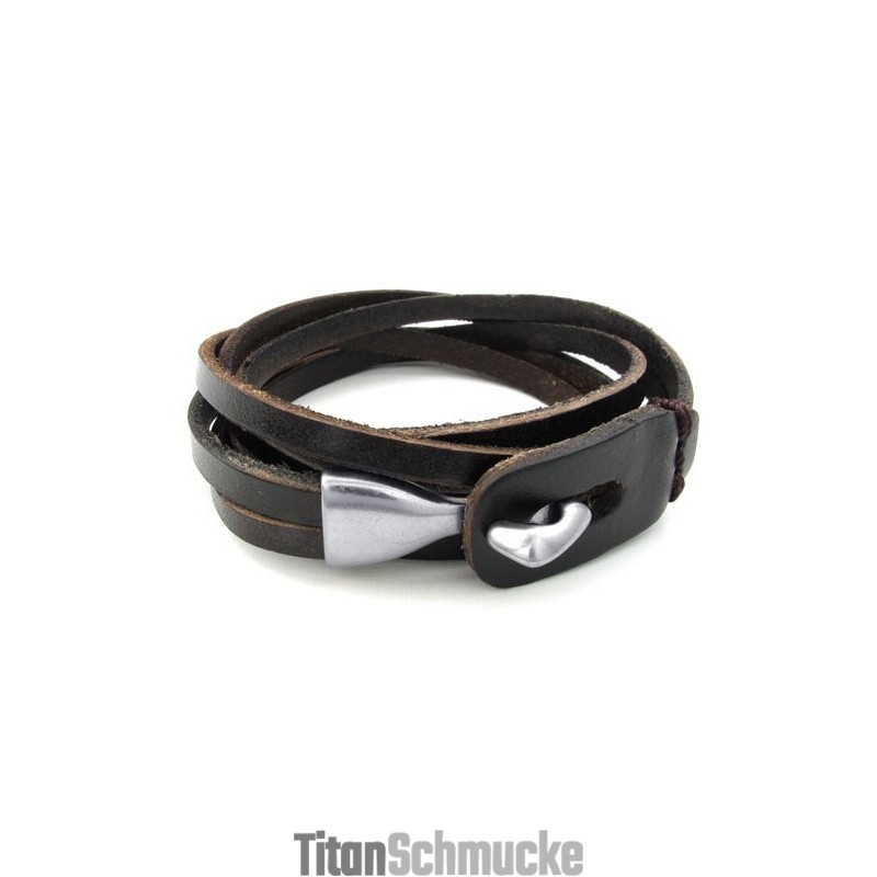Elegante Form Zarte Farben Hochwertiger Titan-Lederarmreif Elegante Form Zarte Farben Hochwertiger Titan-Lederarmreif