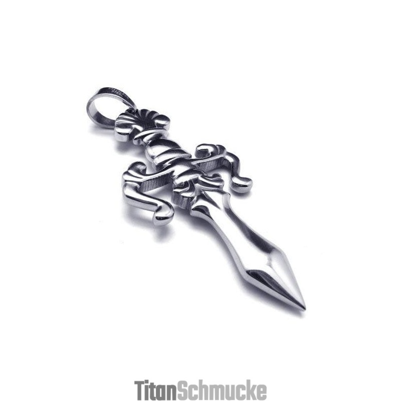 Herren Silber Reines Titan Kreuz Schwert Anhänger Halskette Herren Silber Reines Titan Kreuz Schwert Anhänger Halskette